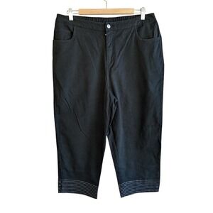 Quacker Factory Womens Capri Jeans L Rhinestone Bling Beachy Resort Minimalist